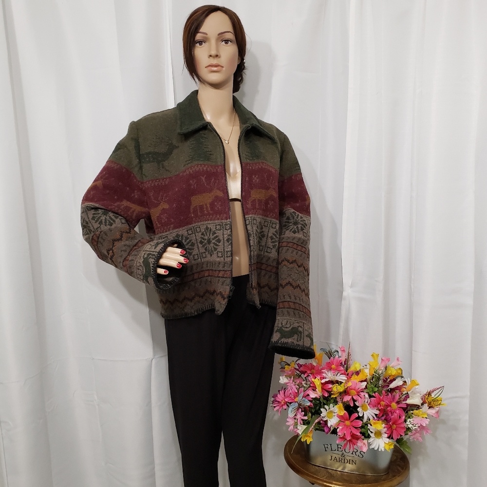 Wooded River zip front Wool Jacket - Sz L - NWOT